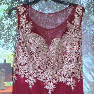 COCKTAIL DRESS PLUS DARK CRANBERRY / GOLD (MOTHER OF BRIDE) 26